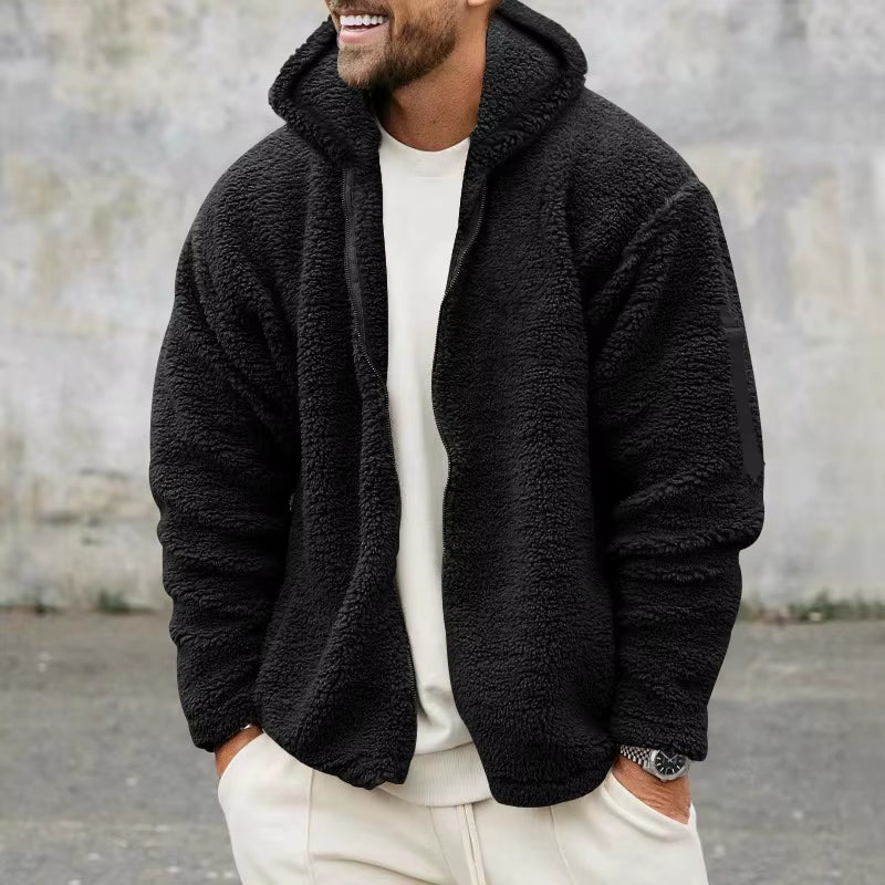 Men Fleece Hoodie Coats Autumn Winter Male Warm Hoody Zip up Loose Sweatshirt Coats Outwear FYY-90094