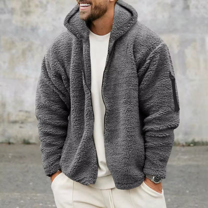 Men Fleece Hoodie Coats Autumn Winter Male Warm Hoody Zip up Loose Sweatshirt Coats Outwear FYY-90094