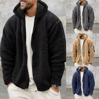 Men Fleece Hoodie Coats Autumn Winter Male Warm Hoody Zip up Loose Sweatshirt Coats Outwear FYY-90094